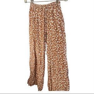 Rust Brown Floral Wide-Leg  Palazzo Pants